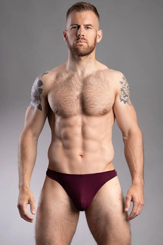 Hom Men Bordeaux red freddy cotton stretch G-string thong underwear size L XL - Picture 7 of 9