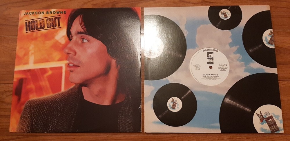 2 Jackson Browne LP 12" LOT Hold On, Hold Out WLP promo single, Hold Out LP ex