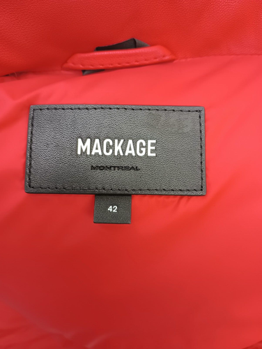 Mackage Men’s Red Kellan Oversized Leather 800 Fill Down Puffer Vest Size 42 - Picture 6 of 8
