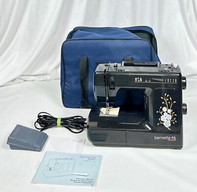 Bernina Bernette Model 46 Sewing Machine Blk Instruction Book Canvas Travel Bag