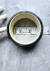VTG 80'S LUCITE BANGLE BRACELET BLACK FLORAL LACE INCLUSION CREAM BASE CLEAR TOP — photo 3