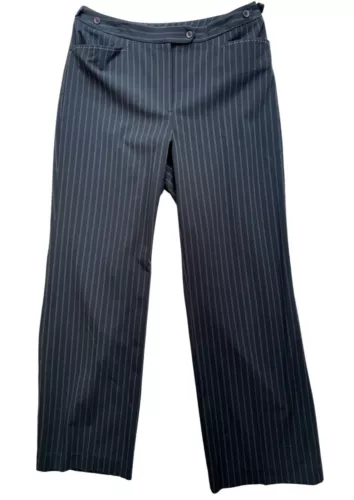 Emma & James Women's Pinstripe Trouser Pants Size 12 Black Pinstripe Office
