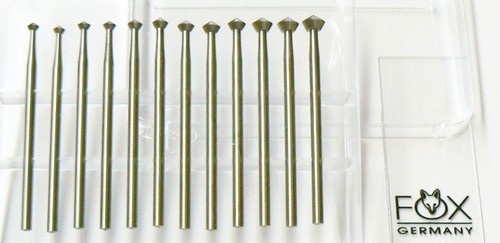Fox Jewelers Bur Hart Burs 12tlg Set Schmuck Lagerschneider 025-050 Fig156c 90deg - Bild 8 von 9
