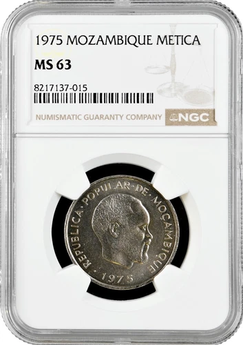Mozambique 1 metica 1975, NGC MS63, "Republic of Mozambique (1975 - 1979)"