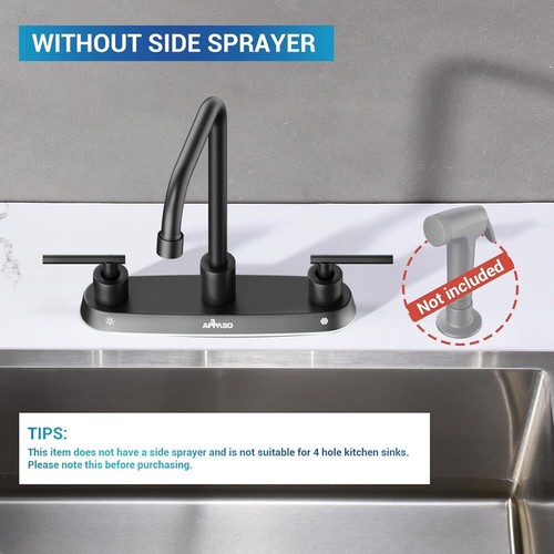 High Right Angle Spout Kitchen Faucet - Fingerprint Resistant & Lead-Free - Picture 4 of 11