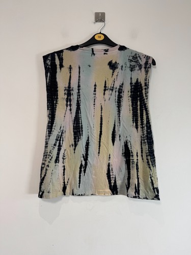 AllSaints Top Womens Size Medium Coni Tie Dye Tank Top Shoulders Pad Sleeveless - Picture 4 of 7