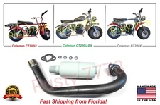 Exhaust Pipe W/ Muffler For Colemans 196cc 6.5HP Gas Mini Bike, Predator Max 224
