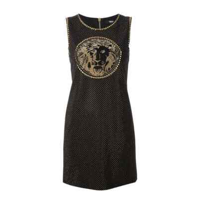 green emerald velvet dress VERSACE WOMEN Baroque Print Sleeveless Dress Black – MAISONDEFASHION.COM