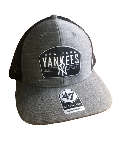 New York Yankees SnapBack Hat Baseball '47 Trucker Gray Black Logo Adjustable