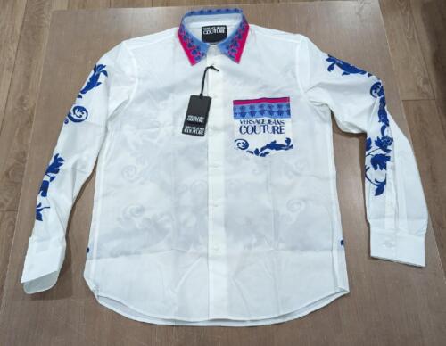 $575 Mens Versace Jeans Couture Pop Panel Button Up Shirt White 50 US Large