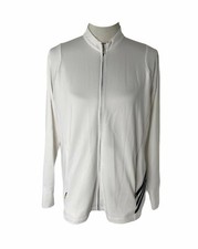 Adidas Track Jacet Womens Large White Climalite Full Zip Light Long Sleeve
