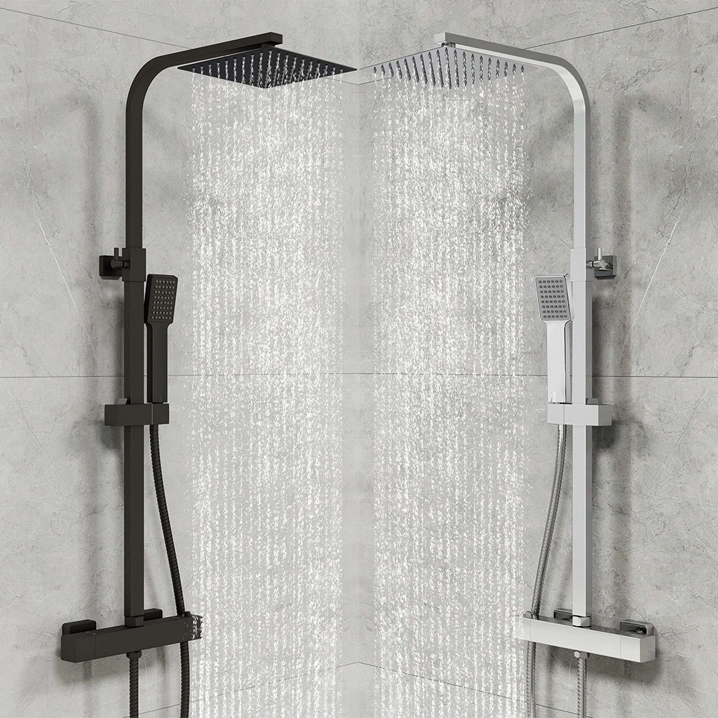Soffione Doccia Quadrato 25 Cm Auleend – Acciaio Inox, Alta Pressione, Anticalcare – Finitura Oro Spazzolato
