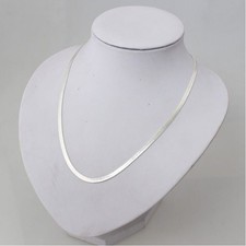 Unisex 18K White Gold Filled 24 inch 3mm Italian Flat Herringbone Chain Necklace