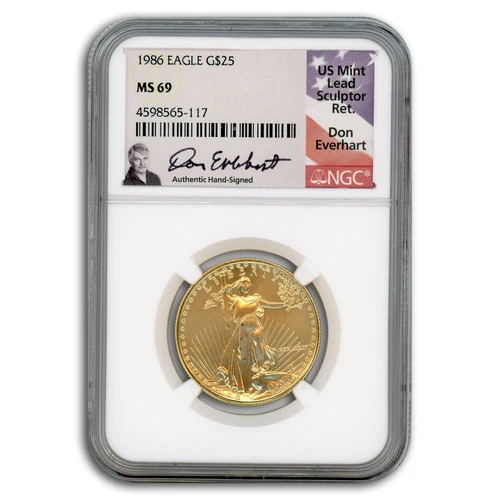 1986 1/2 oz American Gold Eagle MS-69 NGC (Everhart)