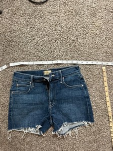 MOTHER Premium Denim Cutoff Shorts Dark Wash Blue Size 25 Frayed Hem