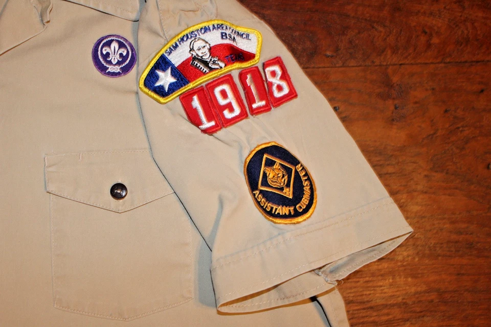 Camisa para hombre Boy Scouts of America BSA tostada X-grande XL 100 % algodón parches pegados Foto 2 de 4