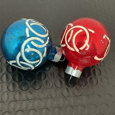 Lot Of 2 Vintage Glass Ornaments With Glitter Circle Design 1.75โ Made In USA