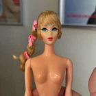 Vintage 1968 Talking Barbie  with harder to find paler pink ribbons - SHE TALKS!