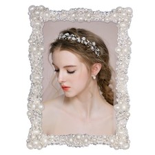 4x6 Picture Frame with Rhinestones and Pearls for Wedding Gift, Wedding Pictu...