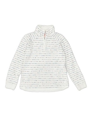 CREW CLOTHING Damen grafisches Sweatshirt Pullover mit Reißverschluss am Ausschnitt UK 6 XS cremeweiß KY04