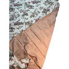 King Coverlet Set With 2 Shams Cotton Reversible Roses And Gingham 106” X 89”