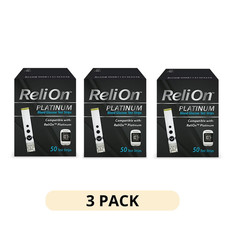 3 Pack ReliOn Platinum Blood Glucose Test Strips 50ct