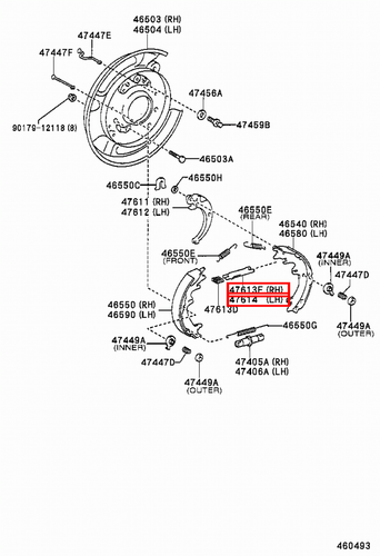 Genuine FJ Cruiser GSJ15 GSJ10 Fortuner GGN155 Parking Hand Brake Shoe Strut - Picture 7 of 20