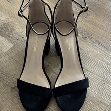 Dream Pairs Women's Black Strappy Open Toe Ankle Strap Buckle Block Heel 6.5