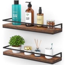 Floating Shelves Wall Mounted Set of 2, Rustic Wood Wall Storage Shelves for ...