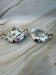 Enesco Violet Flower Small Creamer And Sugar Japan Vintage
