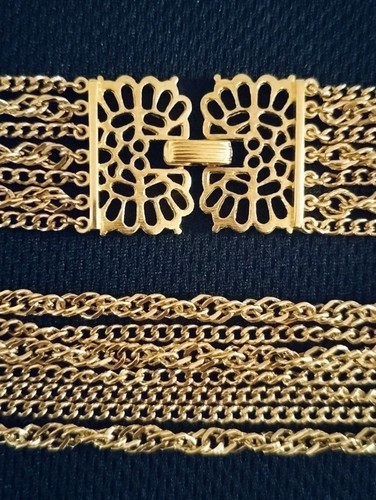 VTG Rare Signed Mid-Century Crown Trifari 7 strand necklace Choker Clasp Closure - Picture 7 of 10