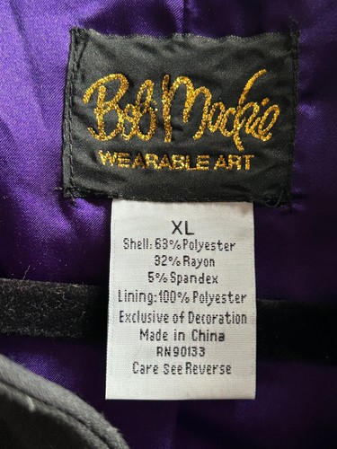 Bob Mackie Blazer Women's XL Black Wearable Art Jacket Embroidered Purple Lined - Picture 10 of 12