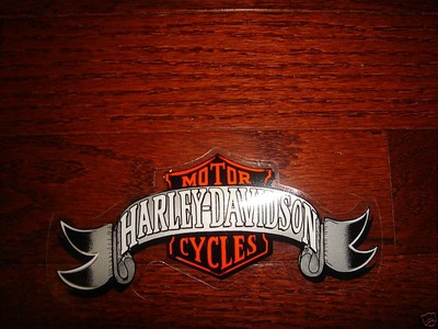 HARLEY DAVIDSON VINTAGE LOGO BANNER DECAL (INSIDE) 5 3/4'' X 2 1/4'' NEW  SWEET!
