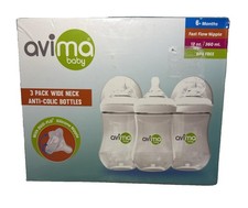 Avima Anti-Colic Baby Bottle Set with Duo-Flo Silicone Nipples 3 Pack