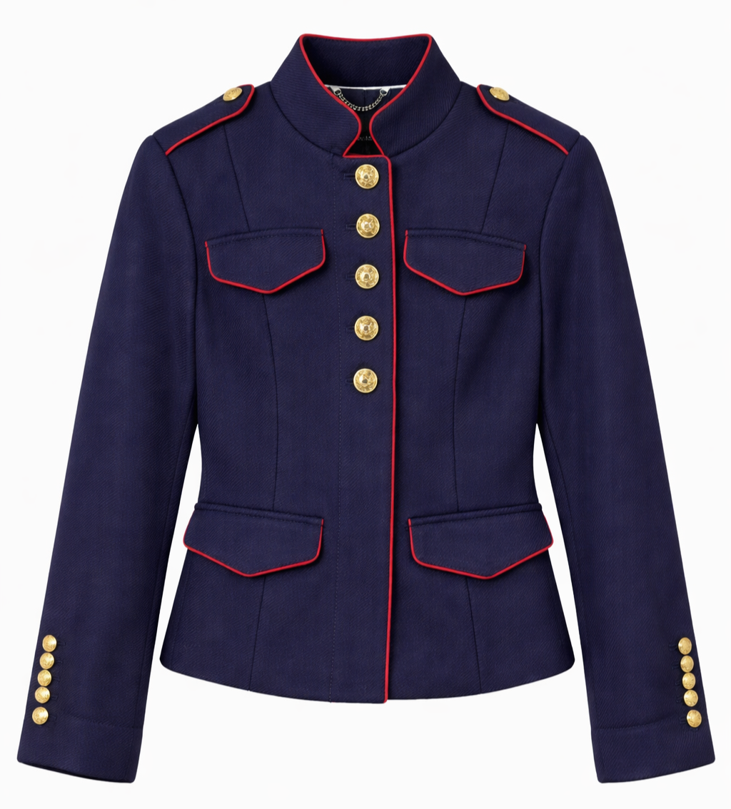 Banana Republic Olivia Palermo Military Jacket XS Petite Blue Red Gold  Buttons