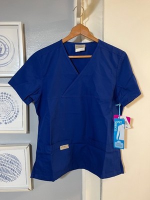 Urbane Scrubs Solid Cobalt Blue V-Neck Medical Top Size S