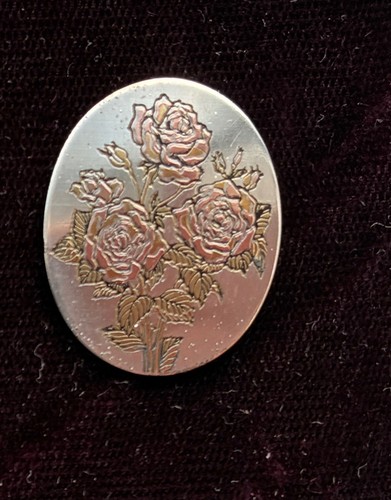 Reed & Barton Pendant Silver Damascene Gold Copper Rose Signed Vintage $9.95