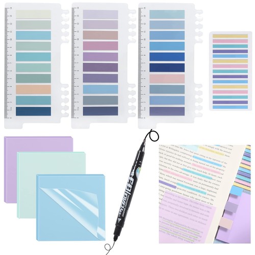 Sticky Tabs 1050PCS Book Tabs with Marker Morandi Page Markers Transparent St...