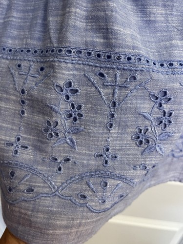 Talbots Damen Plus Ösen bestickt Bauern Shirt Top Bluse 2X blau gefüttert - Bild 4 von 8