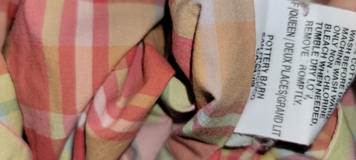 Pottery Barn Darien Full/Queen Duvet Pink Yellow Buffalo Plaid - Picture 7 of 7
