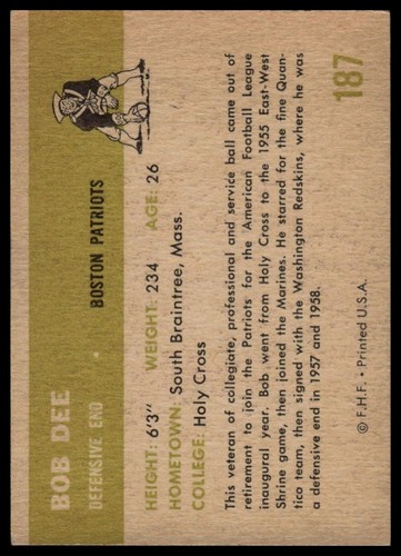 1961 Fleer #187 Bob Dee - Picture 2 of 2