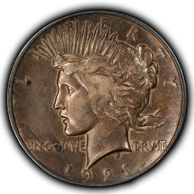 1921 $1 Silver Peace Dollar - Authentic High Relief XF Key Date - SKU-B5898
