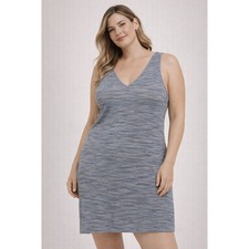 American Eagle Sleeveless Knit V Neck Dress Blue Multi Stripe Women Size XL