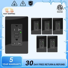 6 PK GFCI GFI Receptacle 20AMP Outlet Tamper Resistant TR WR ETL Listed Black