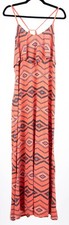 Xhilaration Orange Tribal Sleeveless Knit Stretch Maxi Dress XL EUC