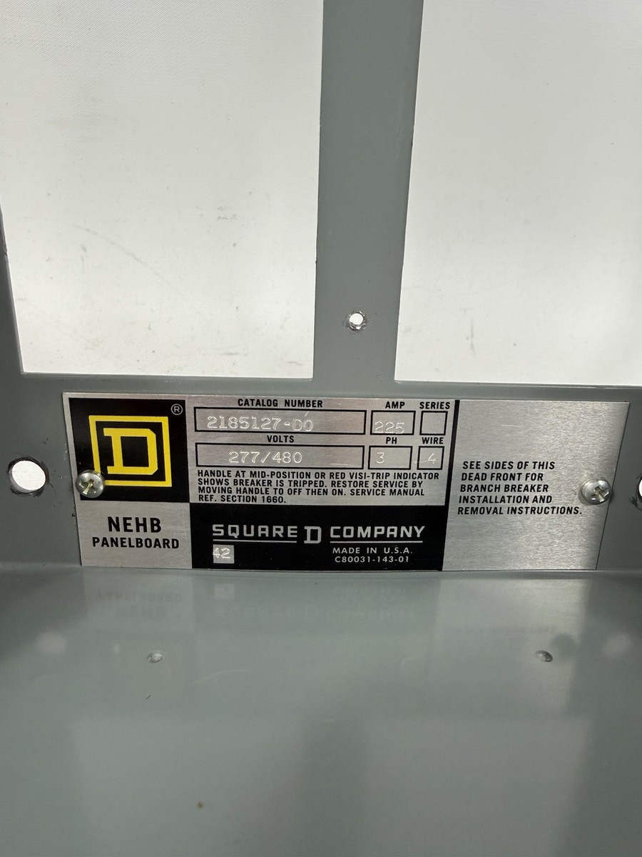 SQUARE D PANELBOARD DEAD FRONT COVER ONLY NEHB 2185127-D0, 225A