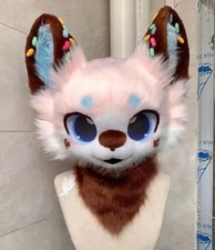 Fursuit Long Fur Husky Dog Fox Mascot Head Party Halloween Cosplay Head 841
