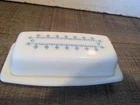 Vintage PYREX Blue Snowflake Garland Covered Butter Dish VGC