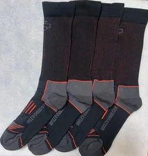 2 Pack USA Made Harley Davidson Motorcycle Reinforced Riding Socks Size 9-13 QQ