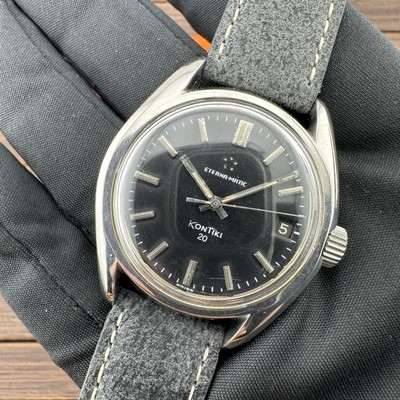 Herrenuhr Eterna Matic KonTiki Vintage Stahl 37mm Automatik Goldmarke